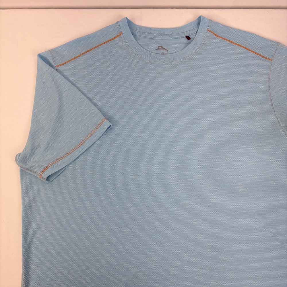 Tommy Bahama Mens Paradise Around Performance T-Shirt Light Blue Tencel Large